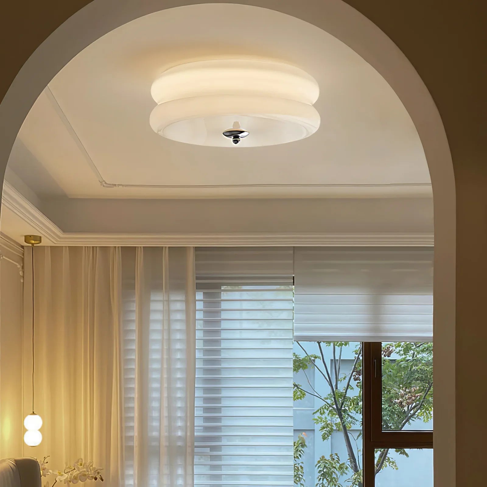 Valentina Lampada da Soffitto Tonda a Incasso Vintage a Due Strati