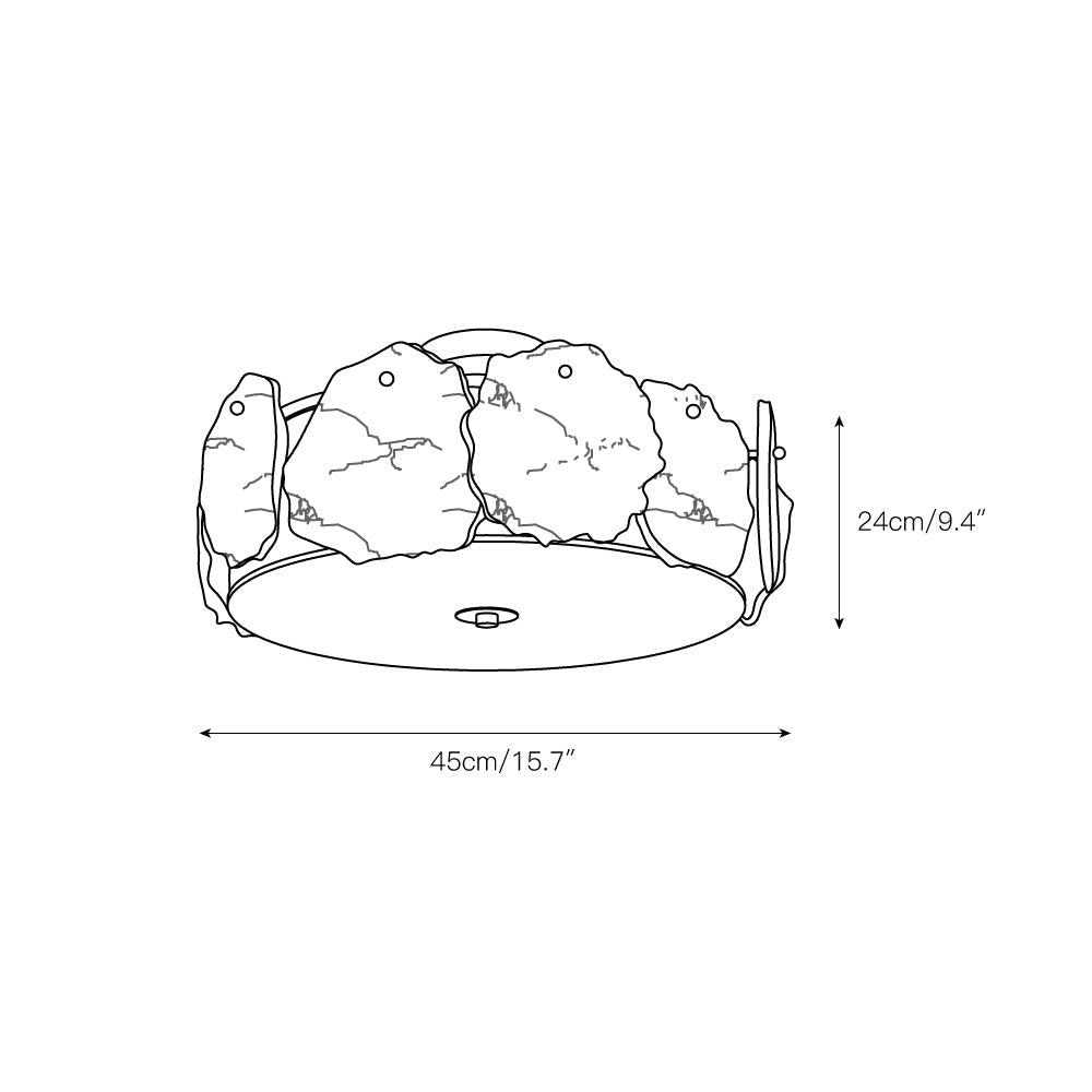 Zoruvys Sophisticated Disc Flat Alabaster Glass Ceiling Light - Lamp Copper