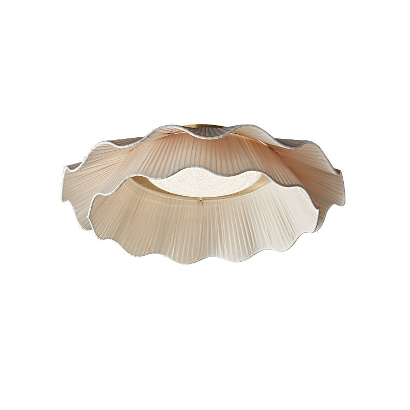 Ritta Lampada da Soffitto in Tessuto Ondulato con Finitura in Ottone