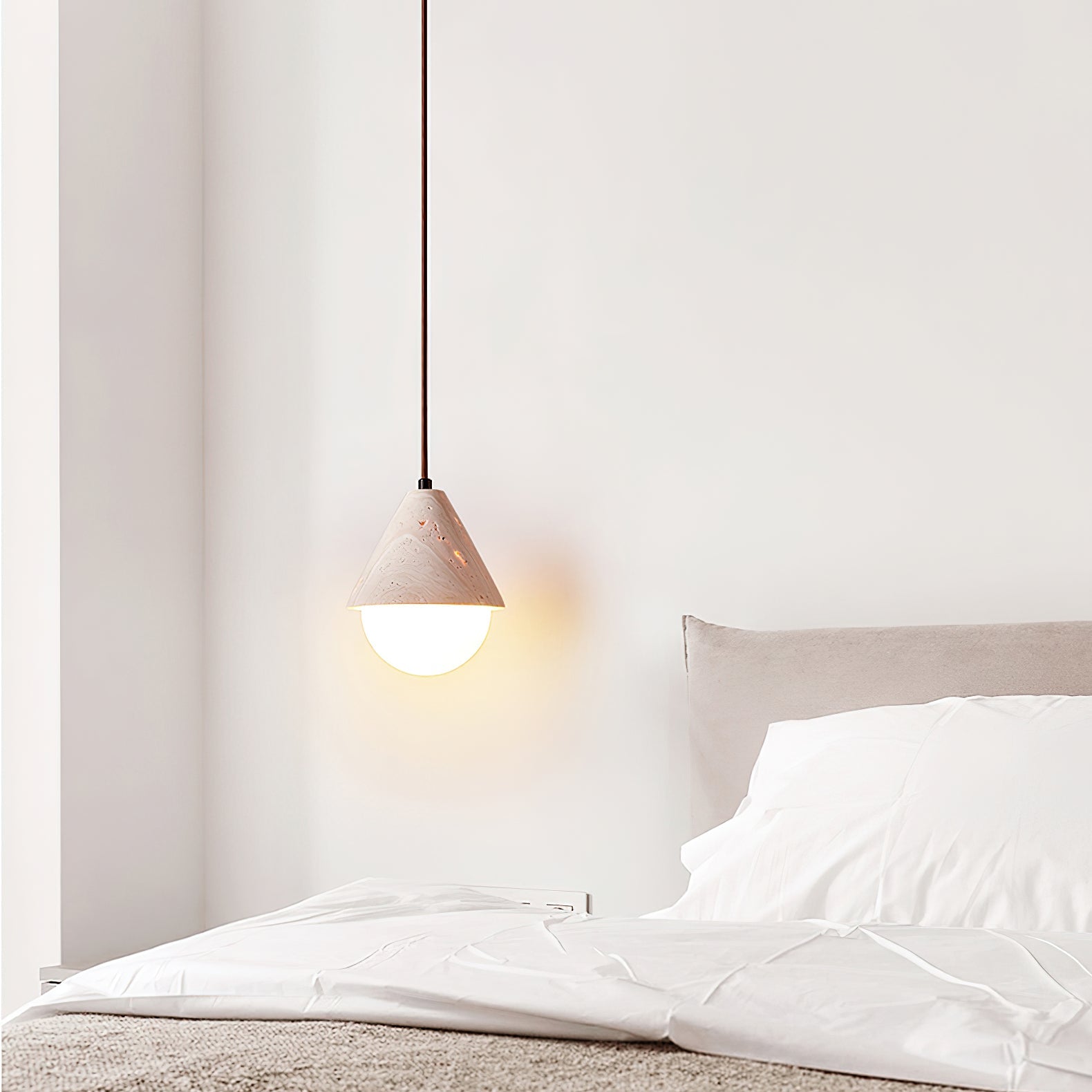 Cevynisra Cone Hemisphere Travertine Pendant Light - Neutralighting