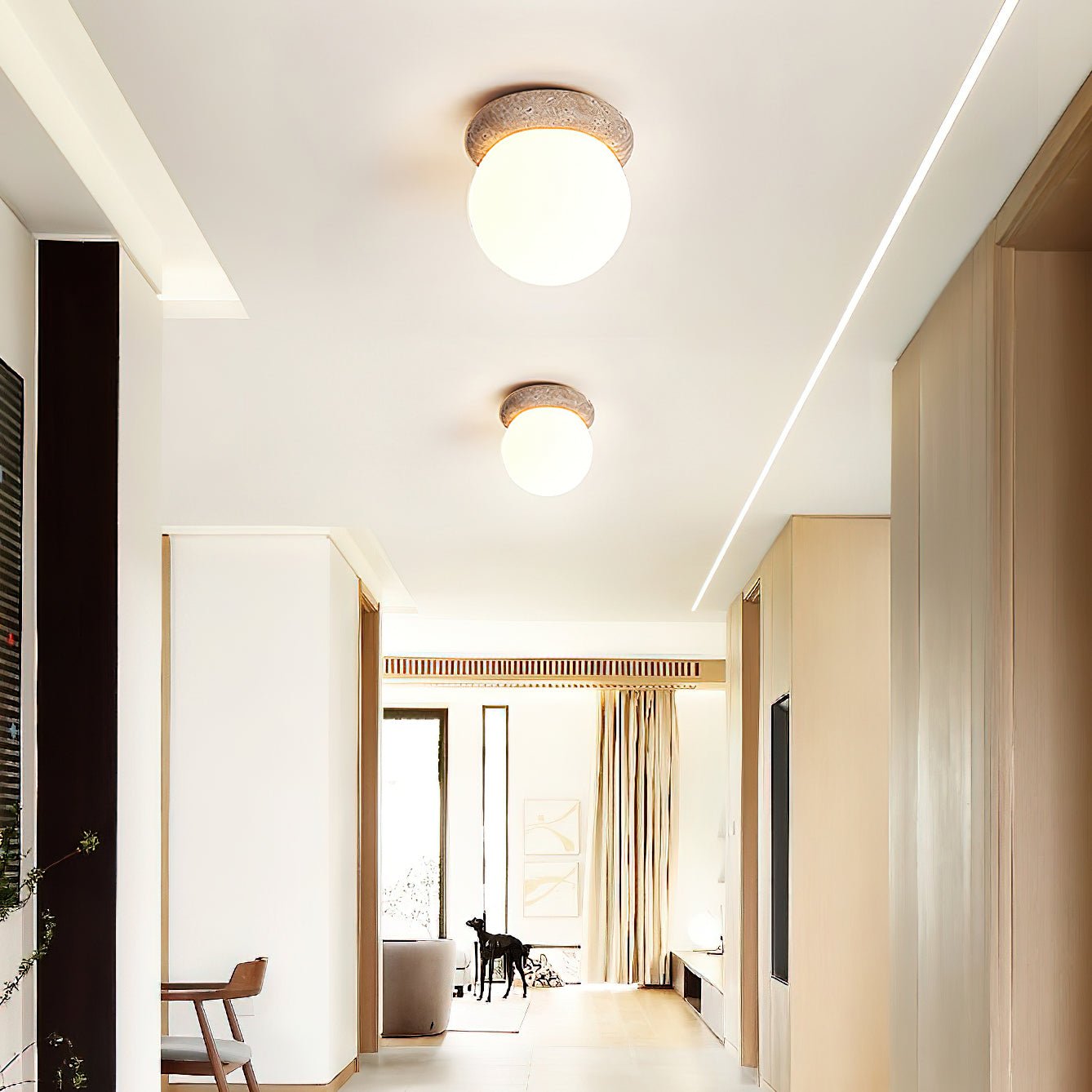 Colaeiel Disc-Globe Travertine Ceiling Light - Neutralighting