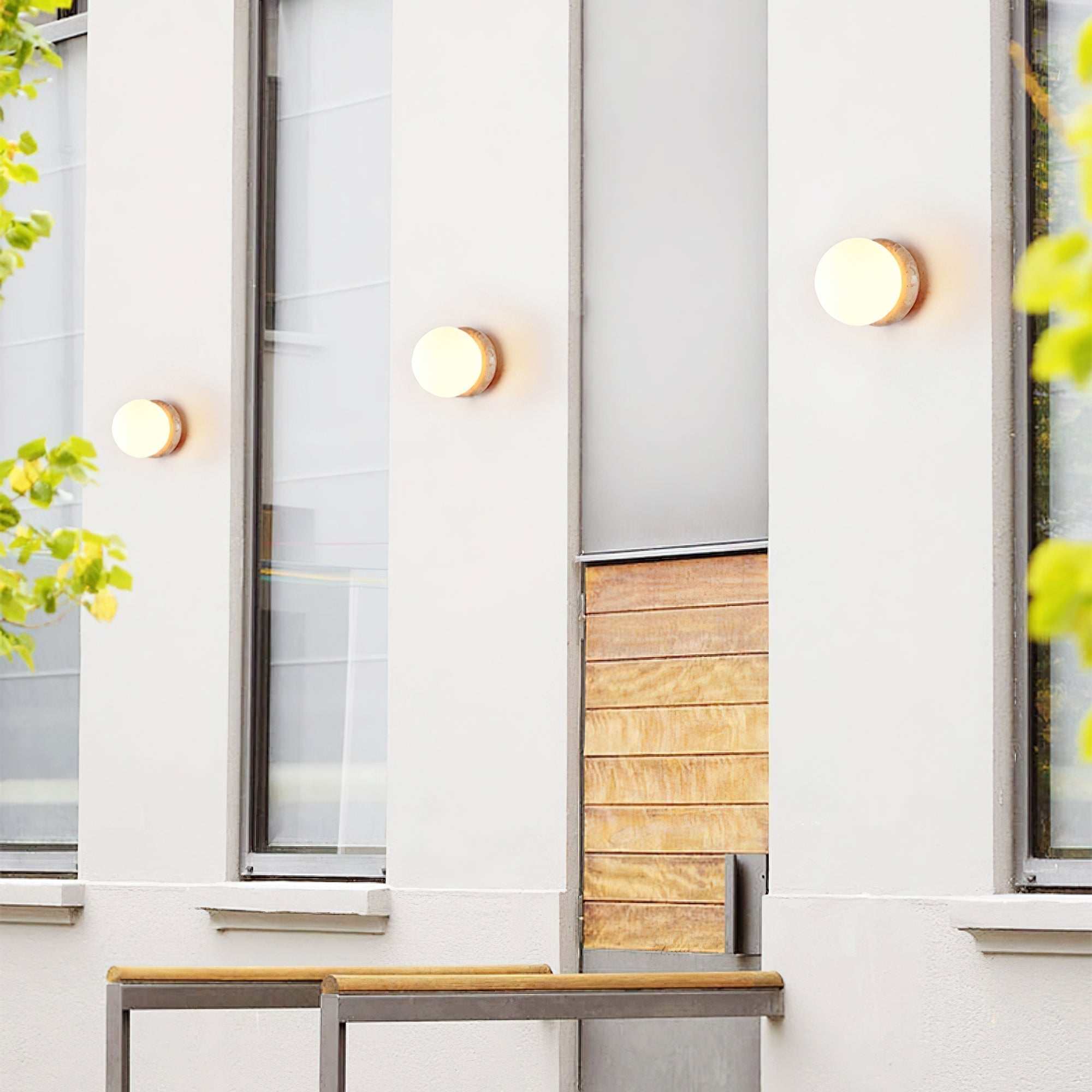 Caliror Round-Plate Travertine Wall Light - Neutralighting