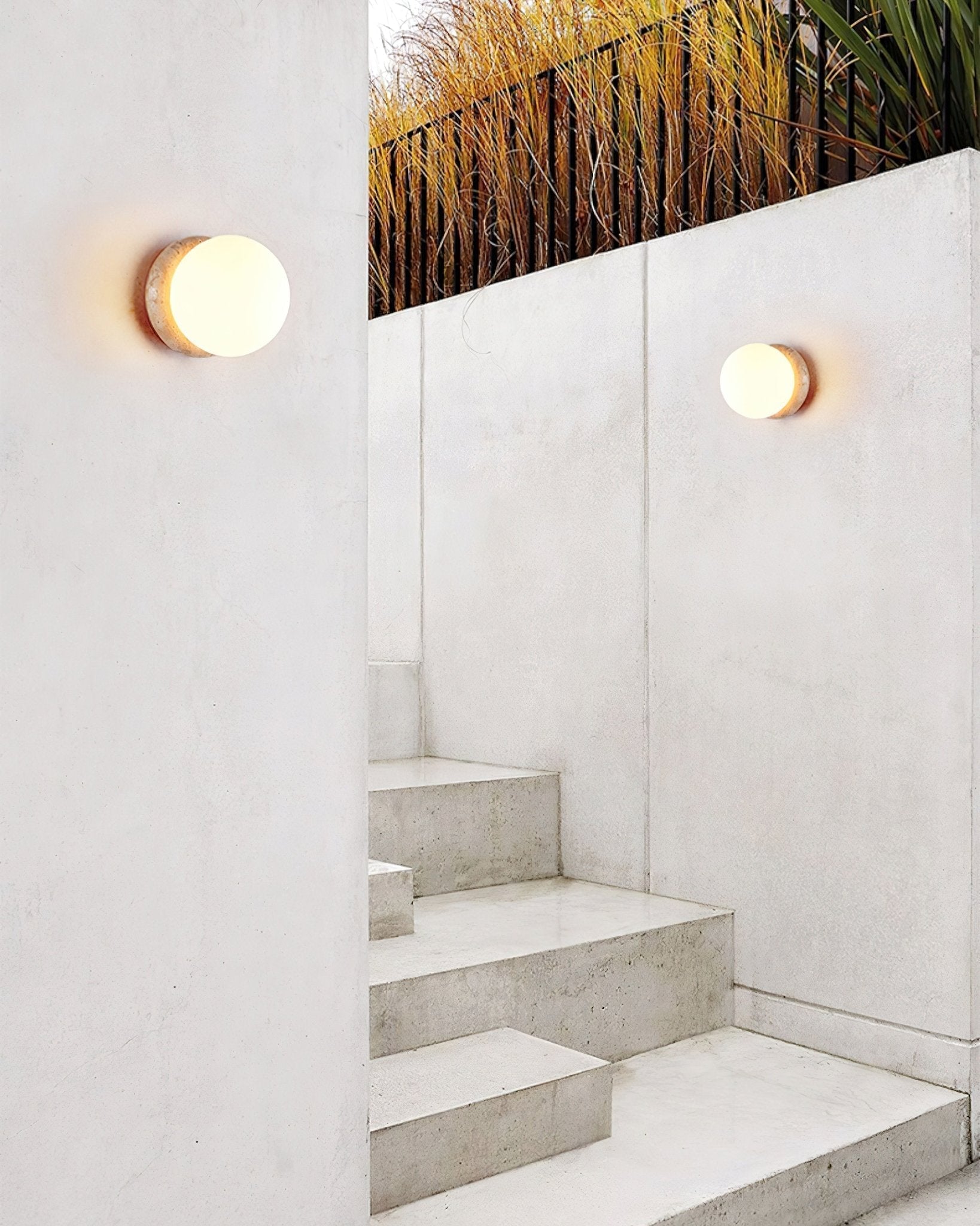 Caliror Round-Plate Travertine Wall Light - Neutralighting