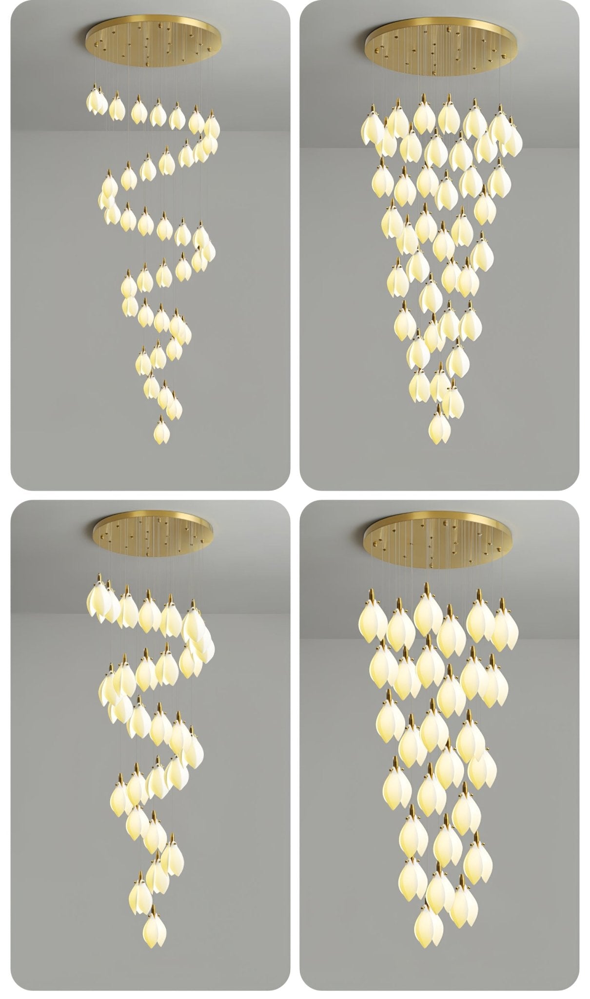 Caphayra Floral Ceramic Brass Chandelier - Blowlighting