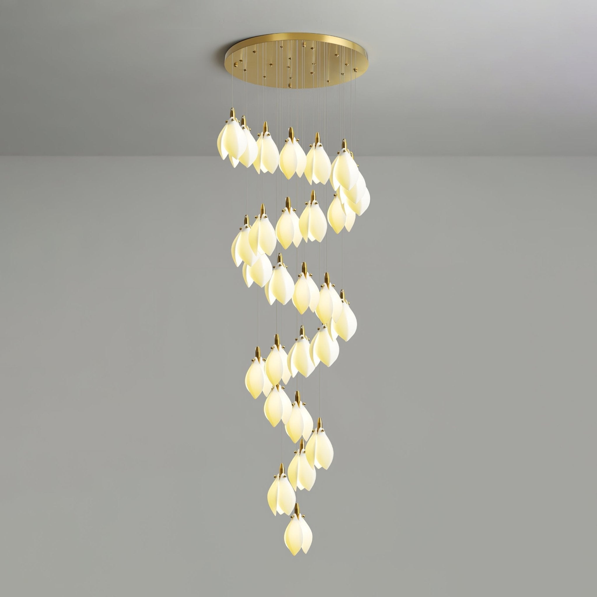 Caphayra Floral Ceramic Brass Chandelier - Blowlighting
