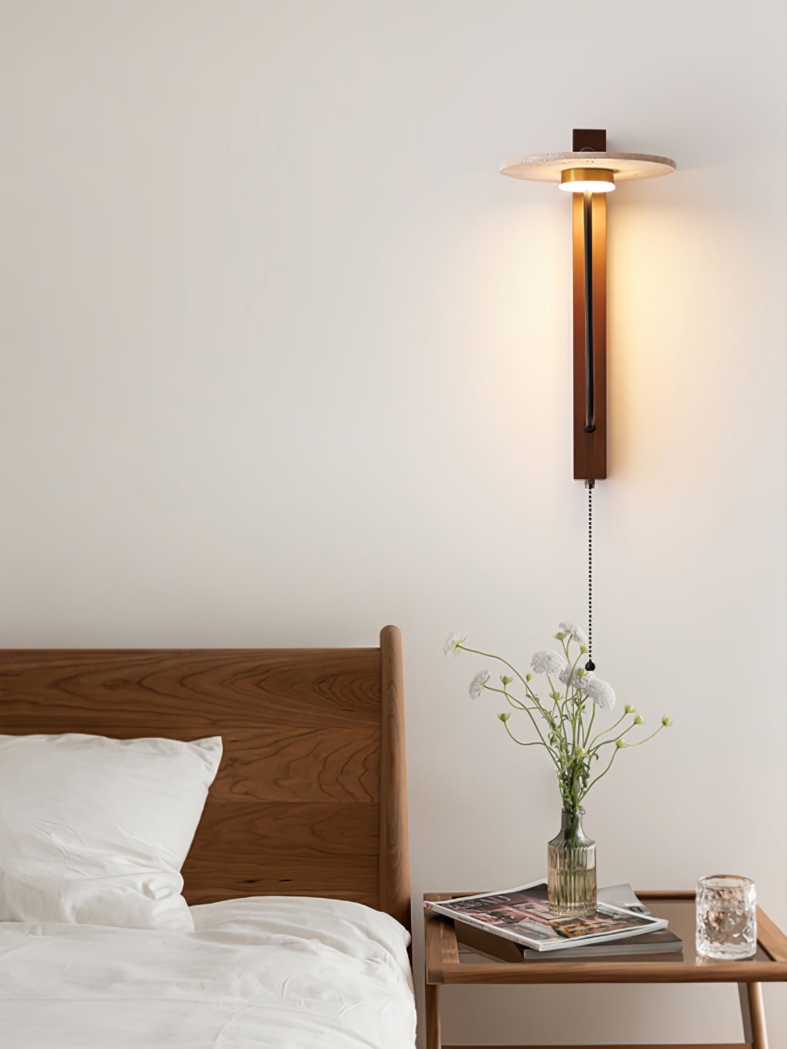 Viphayra Lever Arm Travertine Wall Light - Letslighting