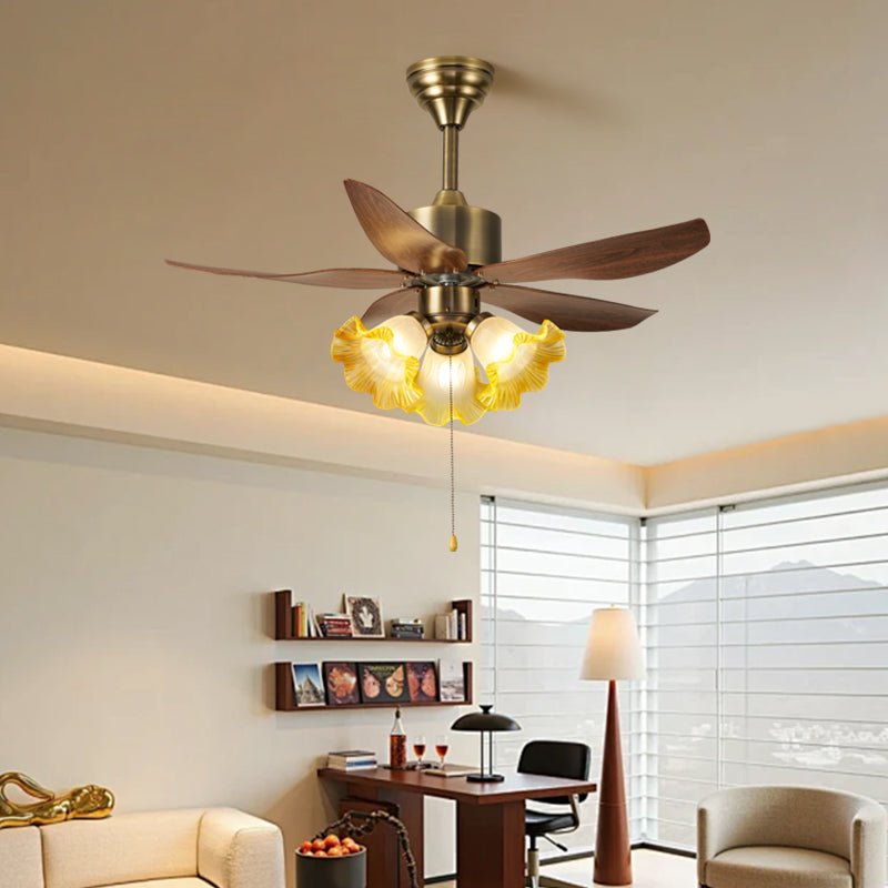 Ventilatore da soffitto con luce Florence Blossom in finitura Bronzo