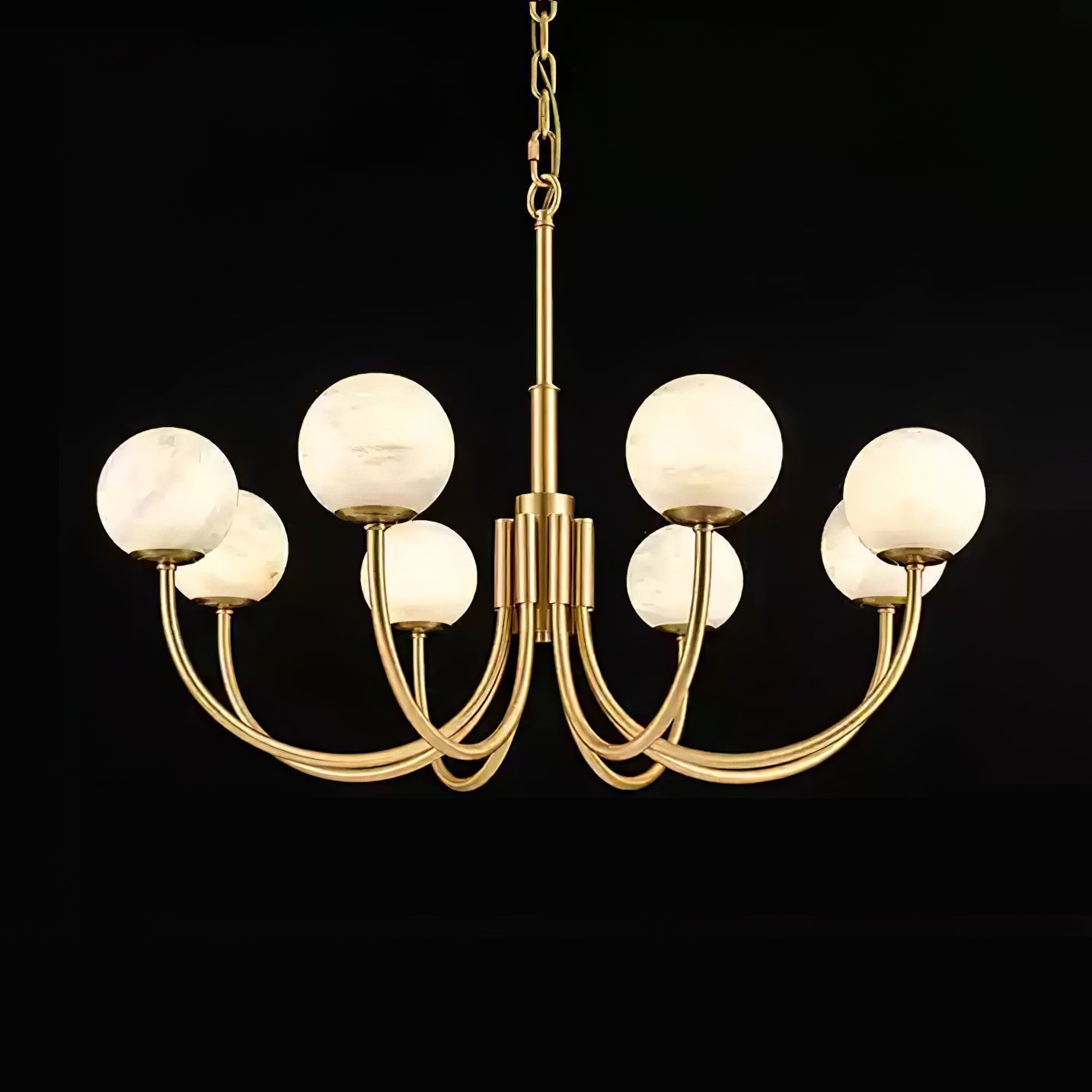 Mjolkuvys Modern Minimalist Globe Brass Alabaster Chandelier - Lamp Copper