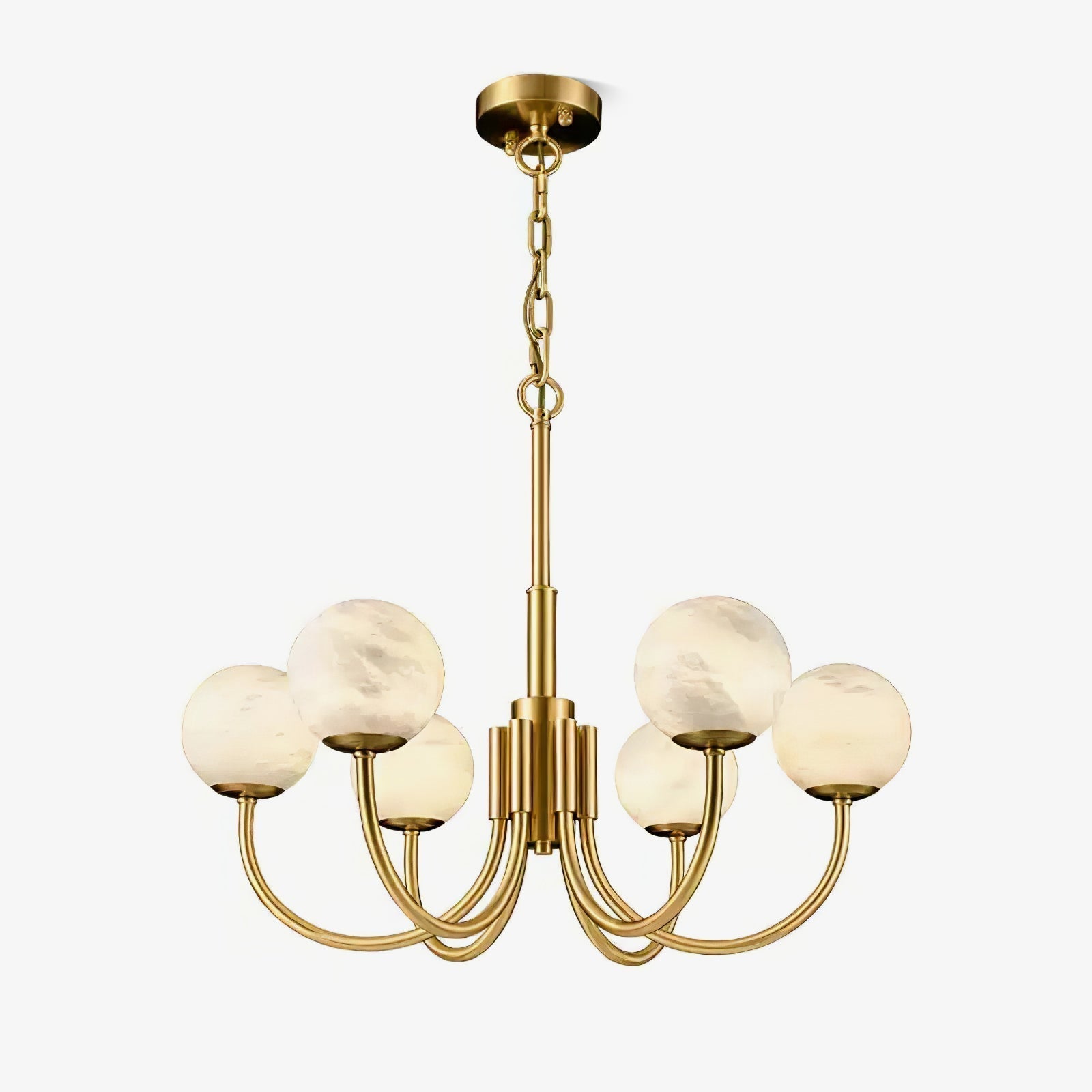 Mjolkuvys Modern Minimalist Globe Brass Alabaster Chandelier - Lamp Copper
