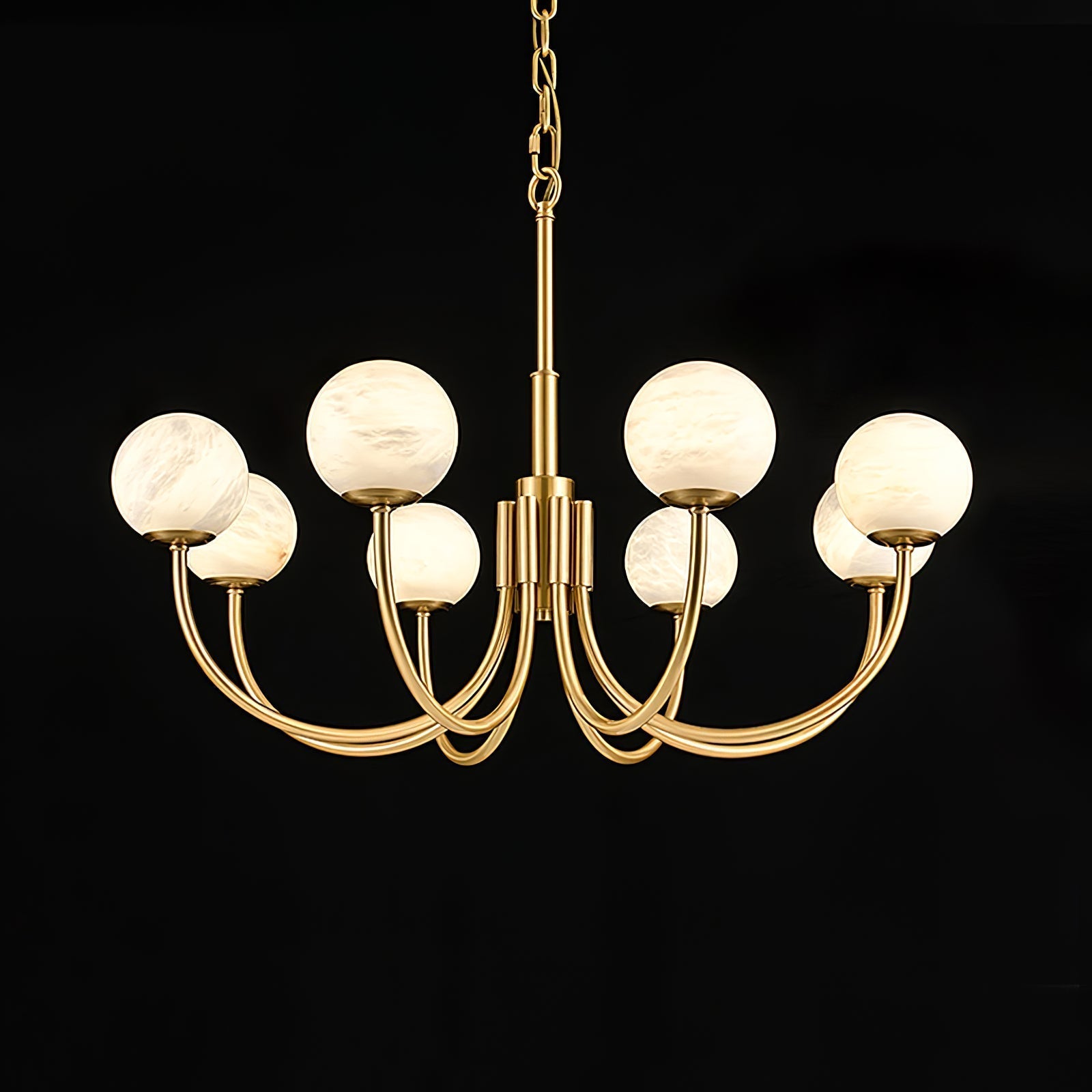 Mjolkuvys Modern Minimalist Globe Brass Alabaster Chandelier - Lamp Copper