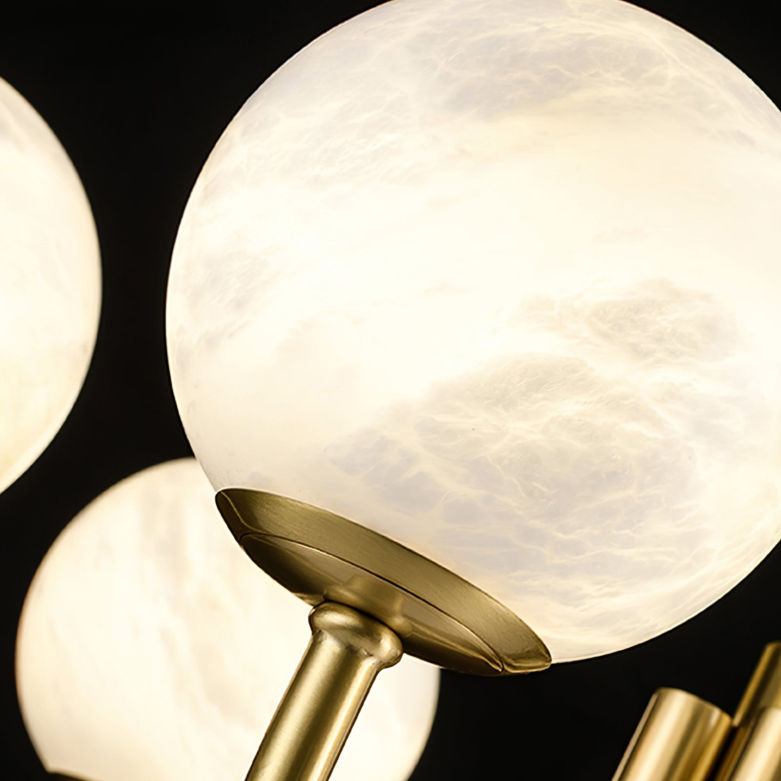 Mjolkuvys Modern Minimalist Globe Brass Alabaster Chandelier - Lamp Copper
