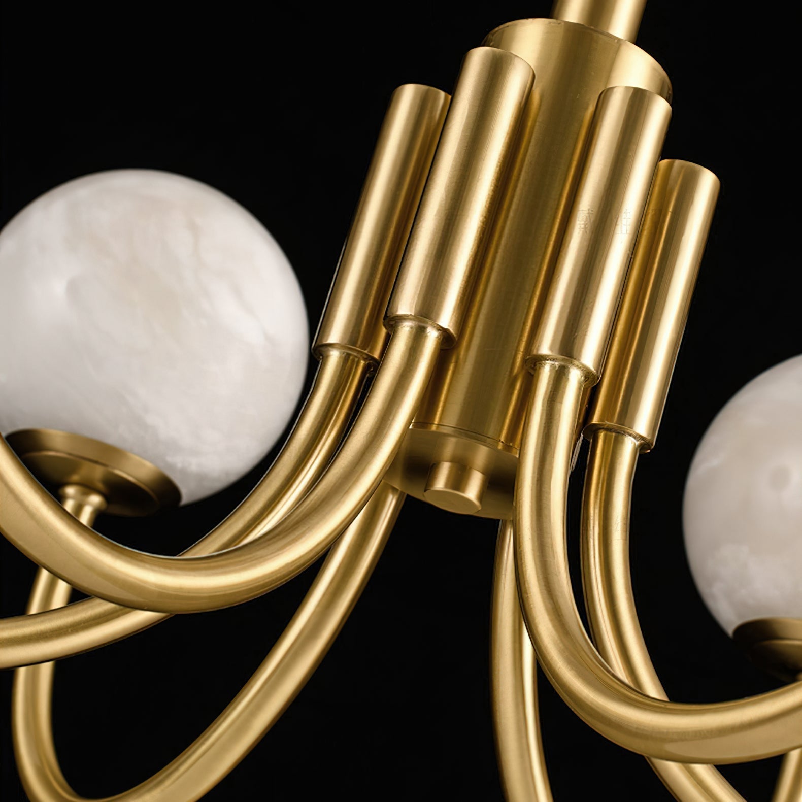 Mjolkuvys Modern Minimalist Globe Brass Alabaster Chandelier - Lamp Copper