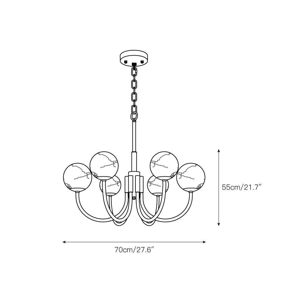 Mjolkuvys Modern Minimalist Globe Brass Alabaster Chandelier - Lamp Copper