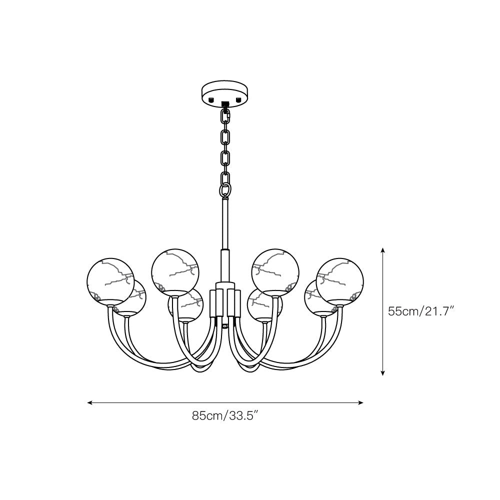 Mjolkuvys Modern Minimalist Globe Brass Alabaster Chandelier - Lamp Copper