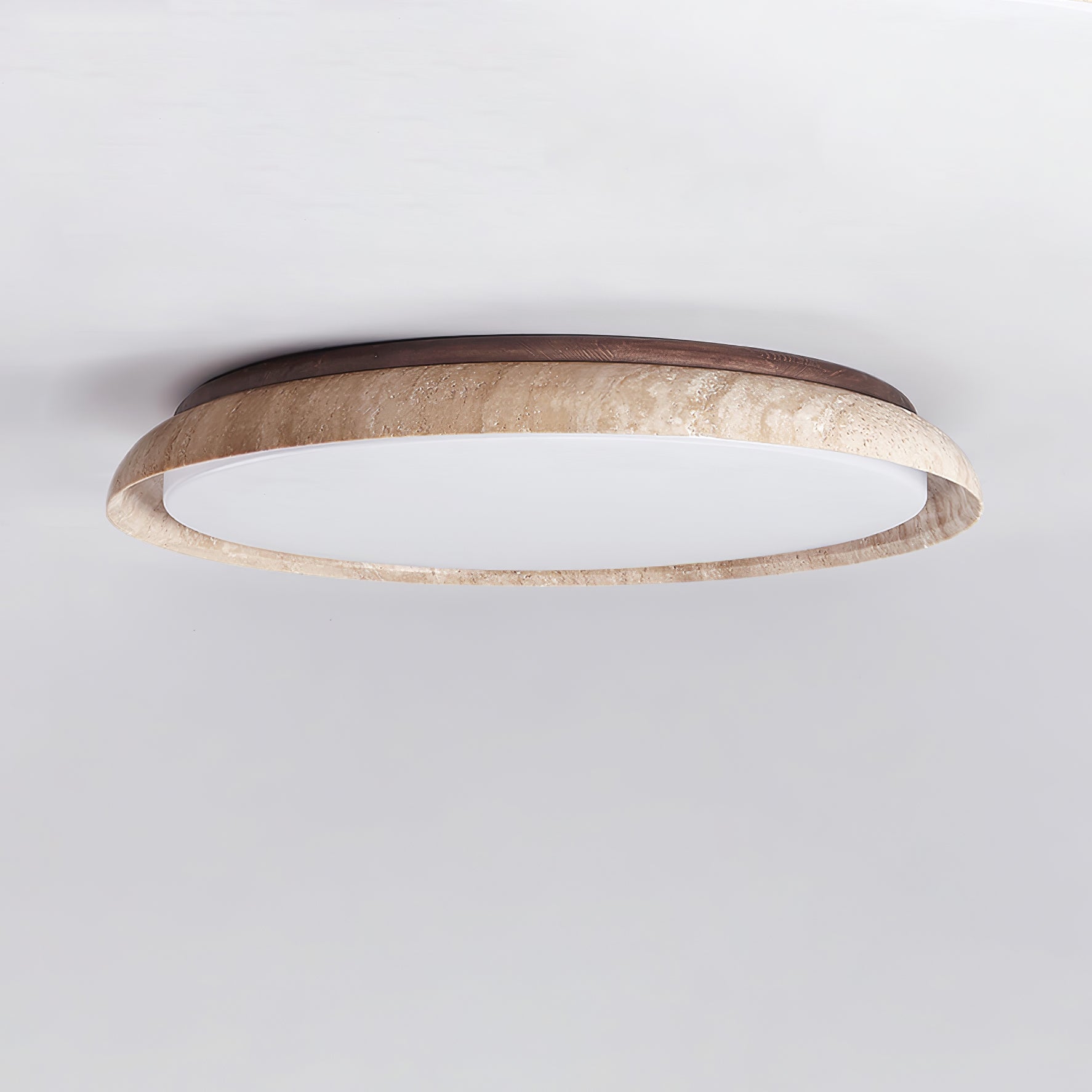 Elvinila Ring-Rim Travertine Ceiling Light - Neutralighting
