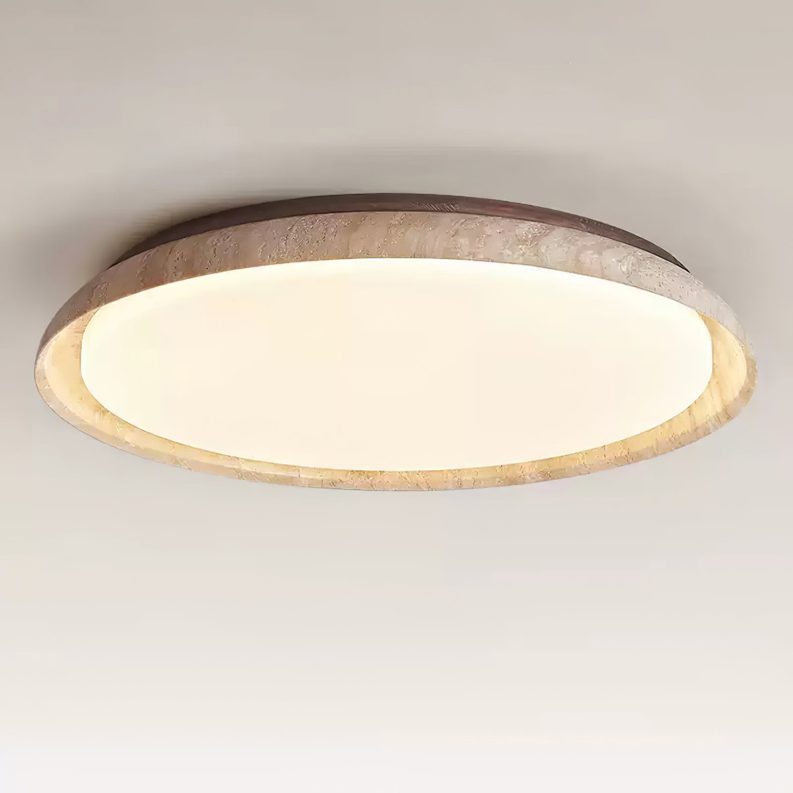 Elvinila Ring-Rim Travertine Ceiling Light - Neutralighting