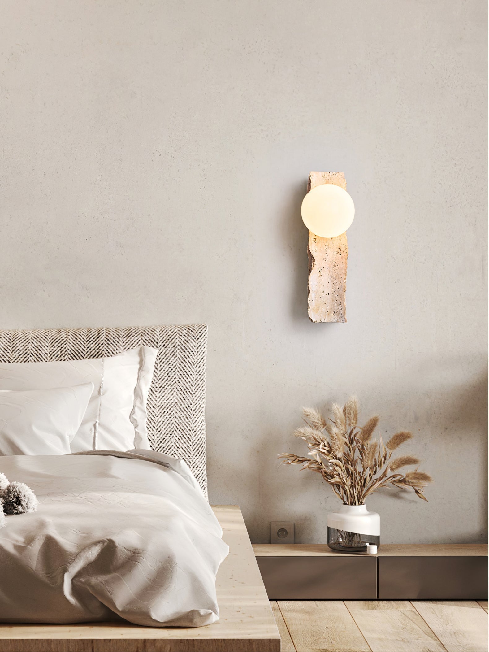 Elnoren Organic Travertine Wall Light - Neutralighting