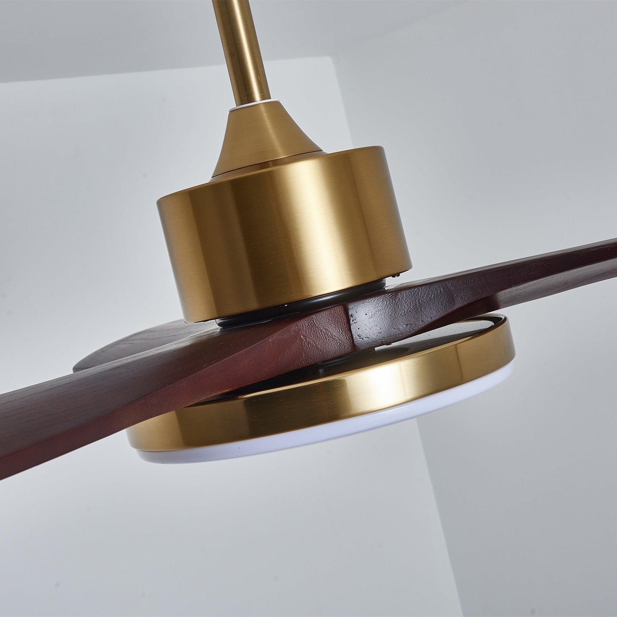 Ventilatore da soffitto moderno Xen con luce, primo piano del corpo motore