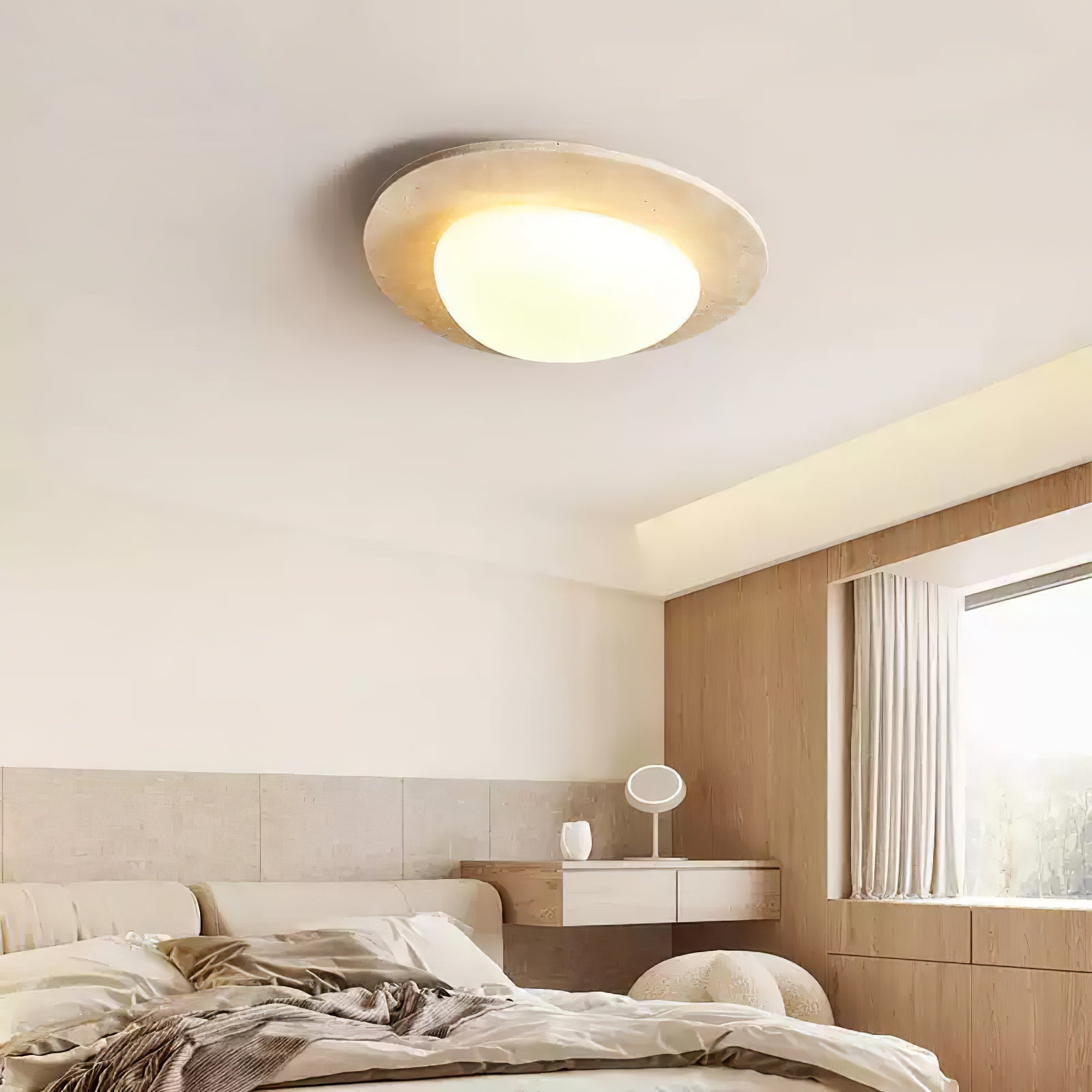 Orlaeisra Circular Travertine Ceiling Light - Neutralighting