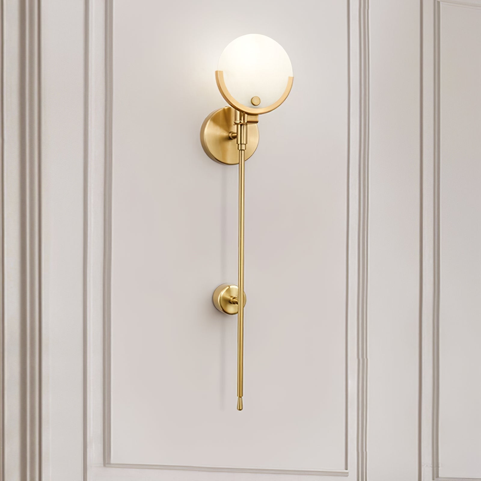 Ljomuvyo Modern Minimalist Brass Alabaster Sconce Wall Lamp - Lamp Copper