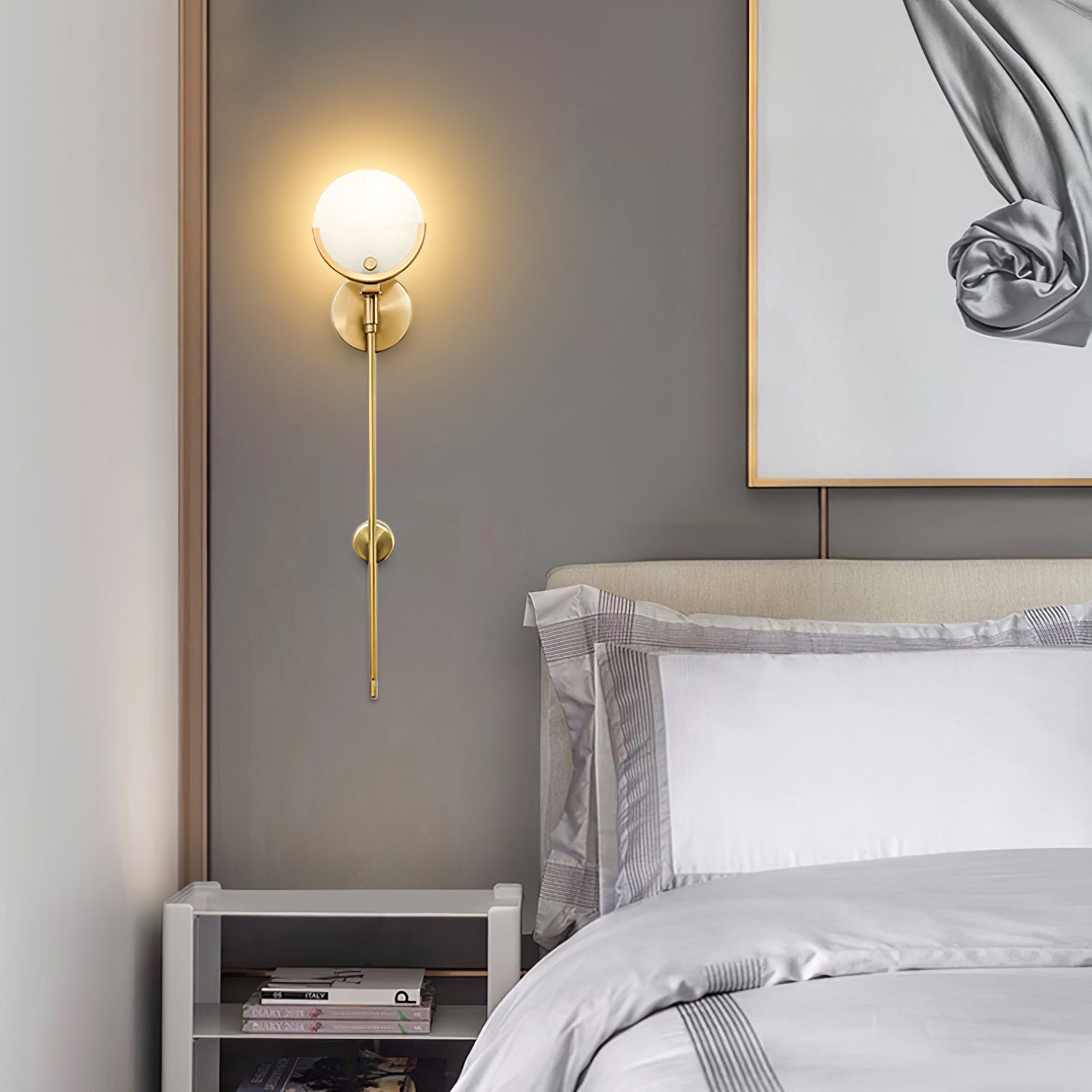 Ljomuvyo Modern Minimalist Brass Alabaster Sconce Wall Lamp - Lamp Copper