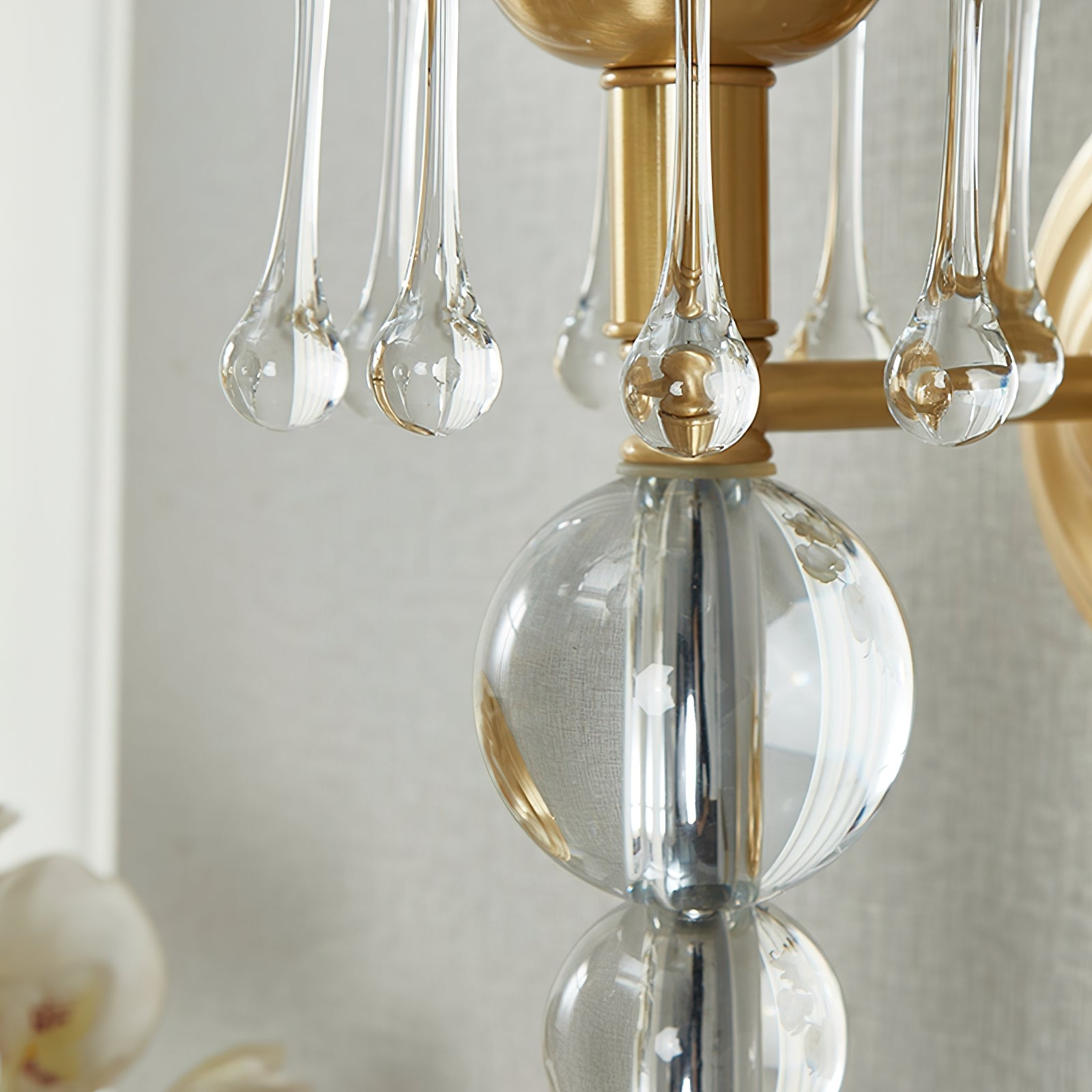 Qvistuvyh Postmodern Luxury Fabric Crystal Wall Lamp - Lamp Copper