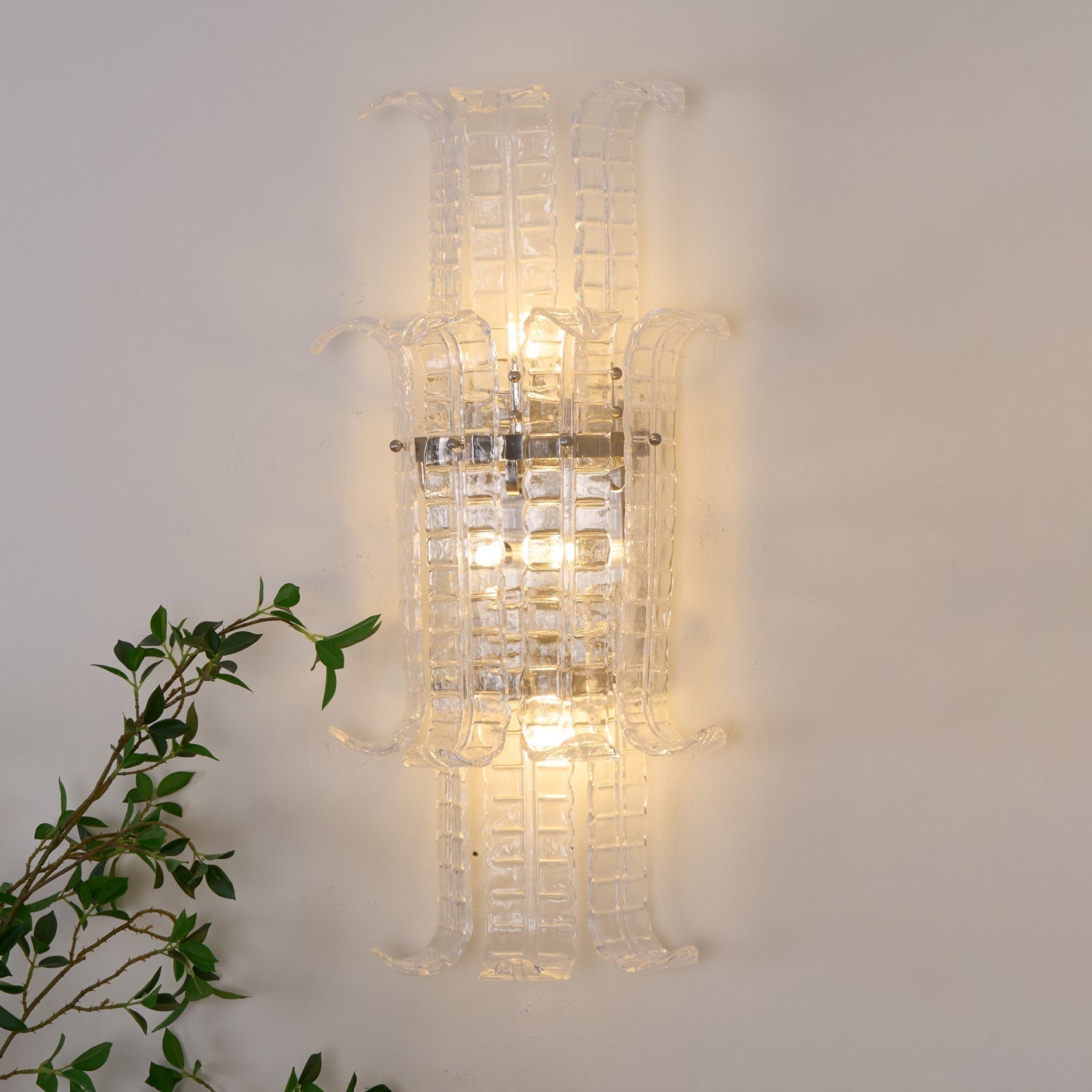 Aurora Wall Sconce Clear Murano Glass Panel Geometric - Neutralighting