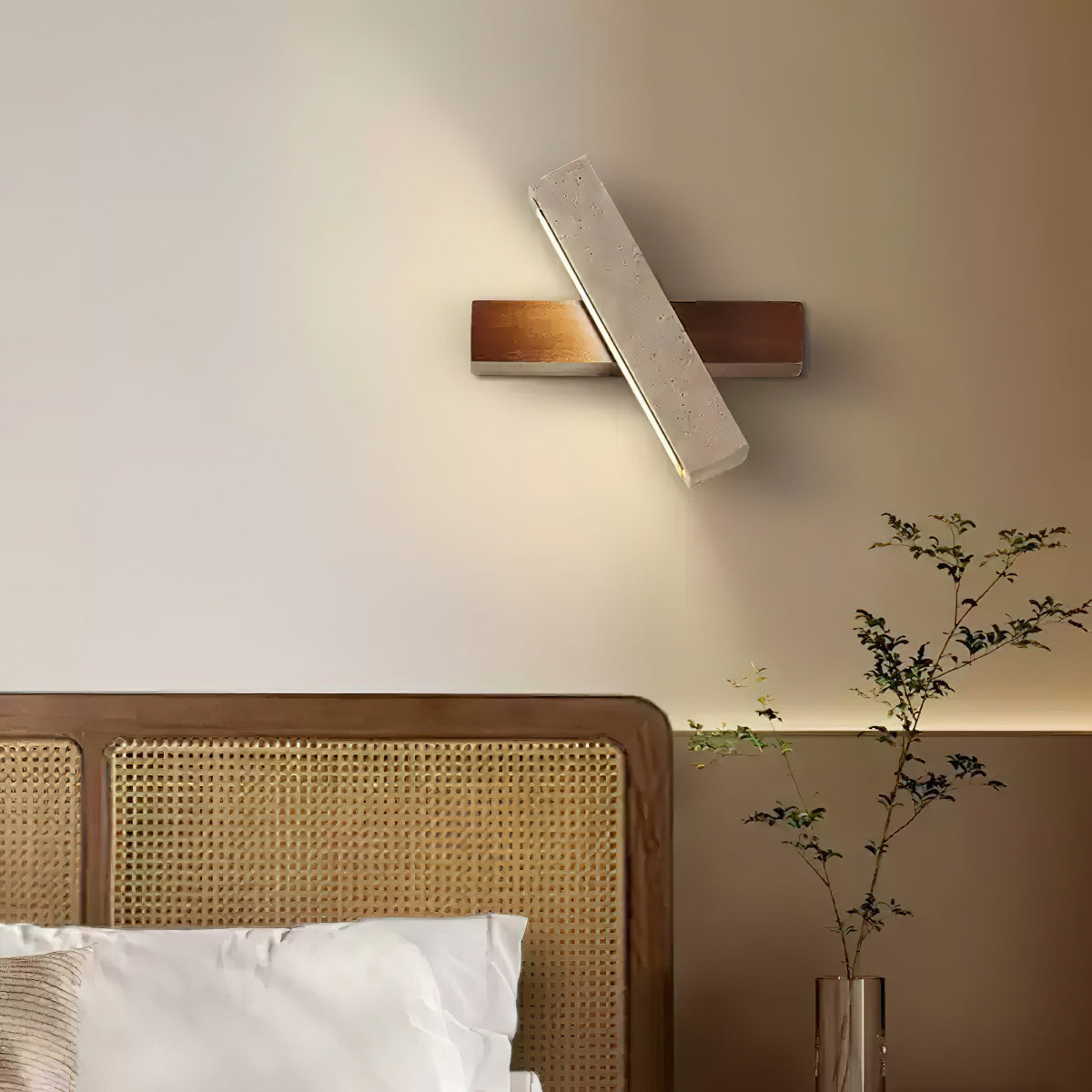 Ostruvyo Modern Minimalist Linear Walnut Travertine Wall Lamp - Lamp Copper