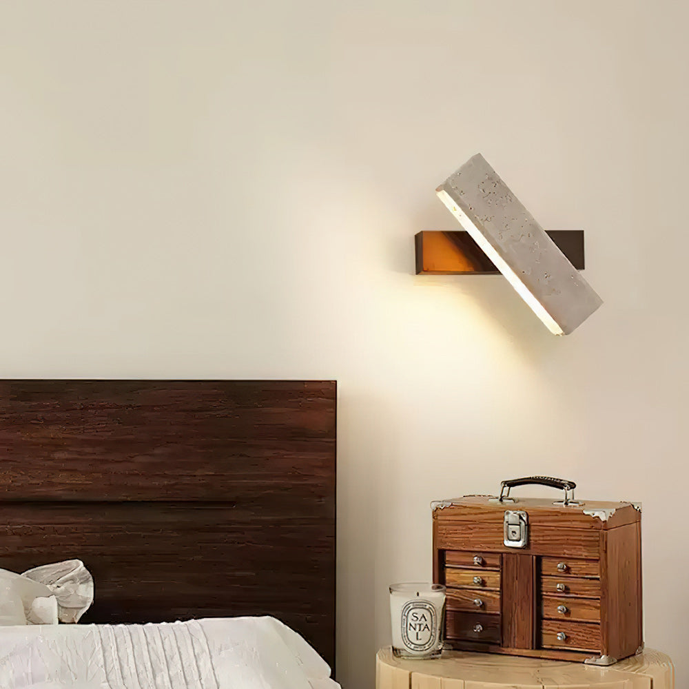Ostruvyo Modern Minimalist Linear Walnut Travertine Wall Lamp - Lamp Copper