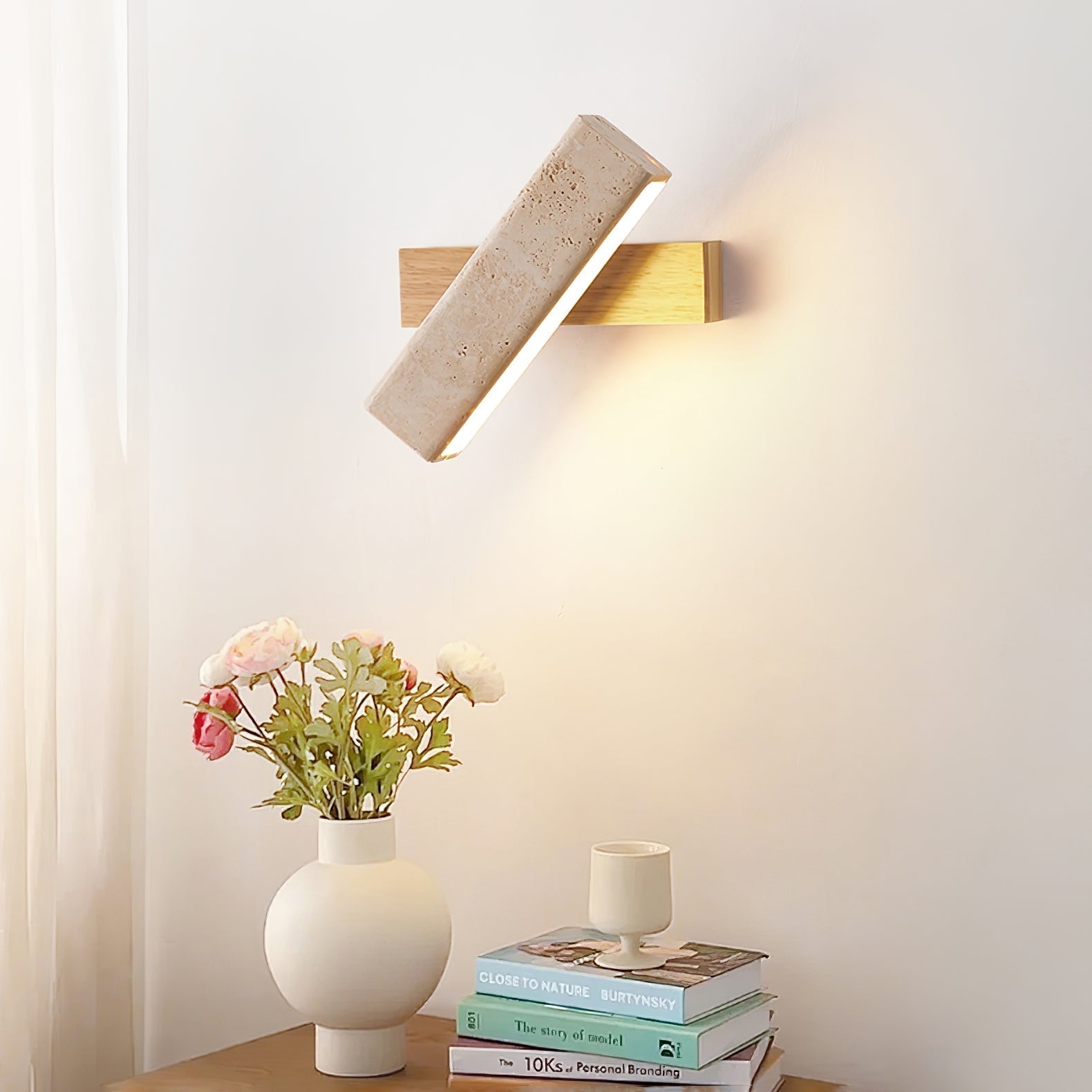 Esorora Rectangular Travertine Wall Light - Blowlighting