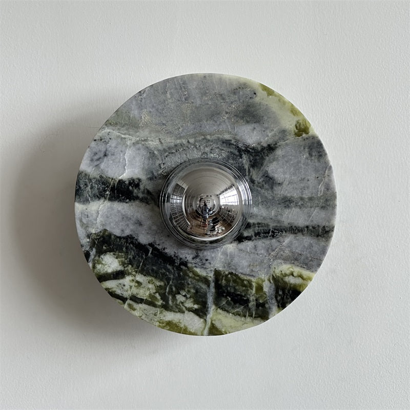 Evvarel Modern Minimalist Green Marble Metal Sconce Wall Lamp - Lamp Copper