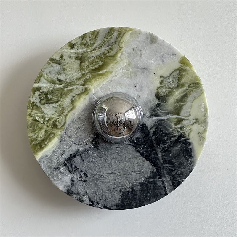 Evvarel Modern Minimalist Green Marble Metal Sconce Wall Lamp - Lamp Copper