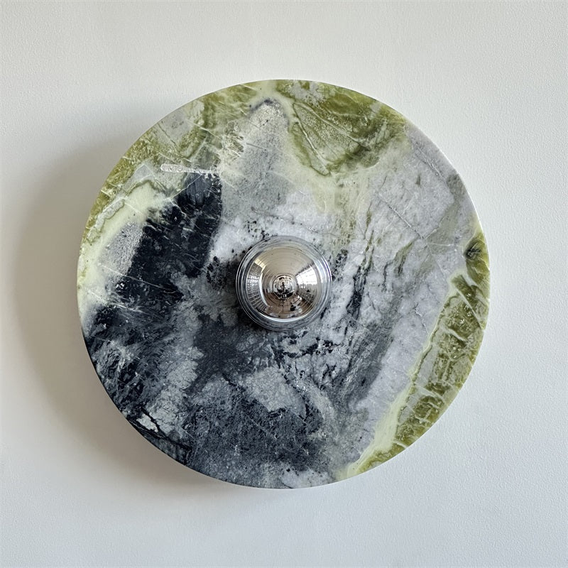 Evvarel Modern Minimalist Green Marble Metal Sconce Wall Lamp - Lamp Copper