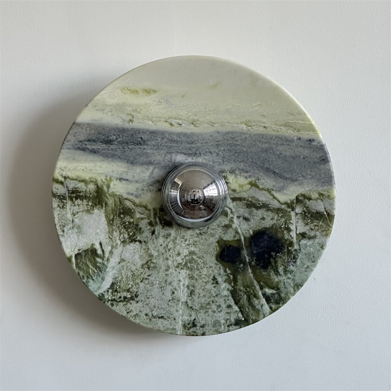 Evvarel Modern Minimalist Green Marble Metal Sconce Wall Lamp - Lamp Copper