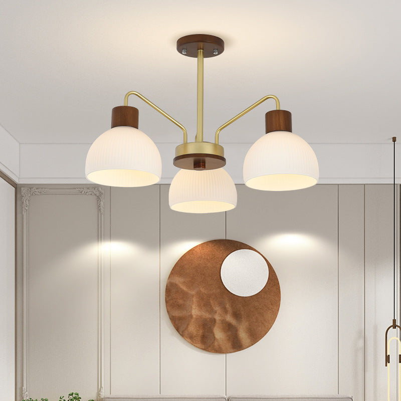 Arisha Moderno Metallo/Legno/Vetro Lux Lampadario Bianco/Noce Soggiorno/Sala da Pranzo