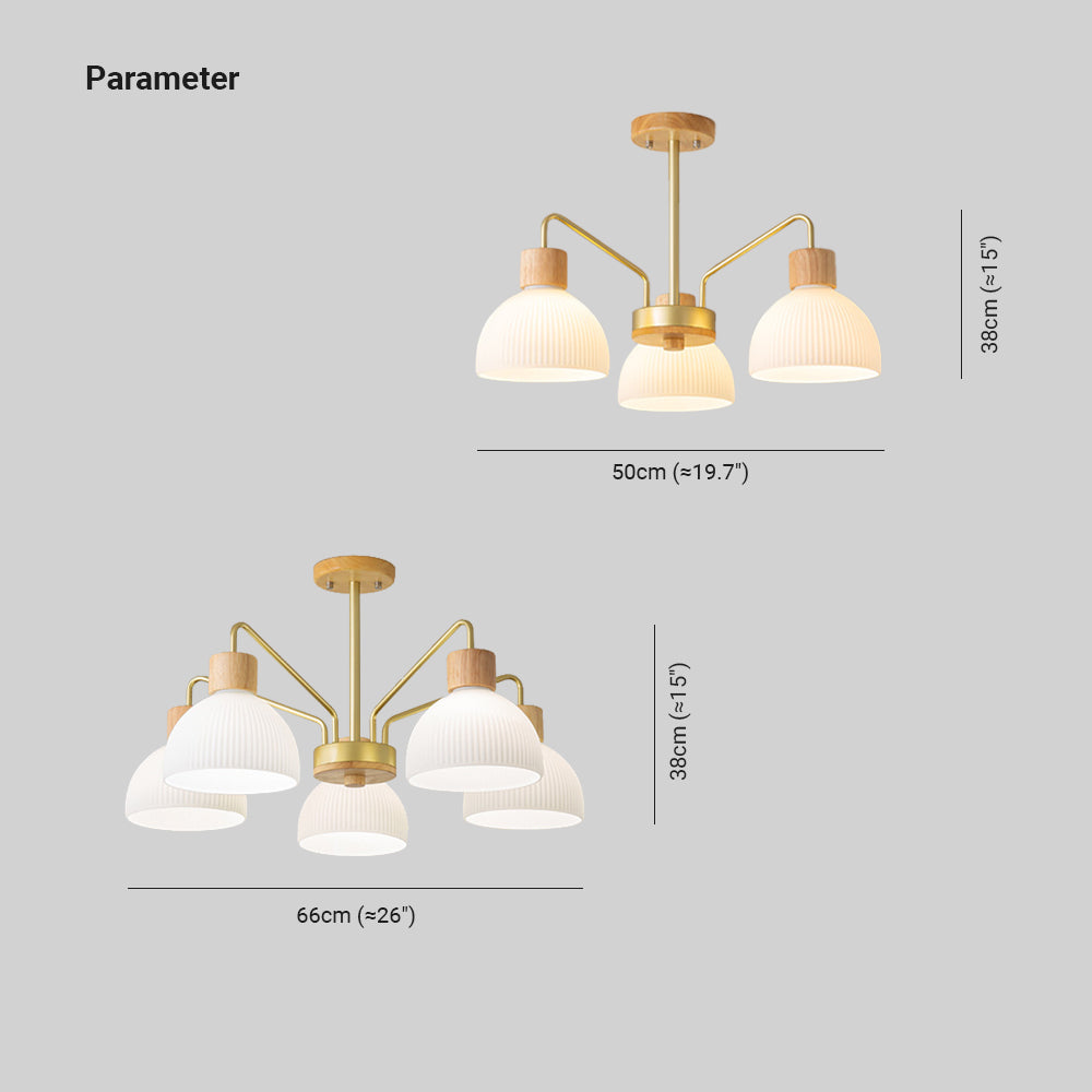 Arisha Moderno Metallo/Legno/Vetro Lux Lampadario Bianco/Noce Soggiorno/Sala da Pranzo