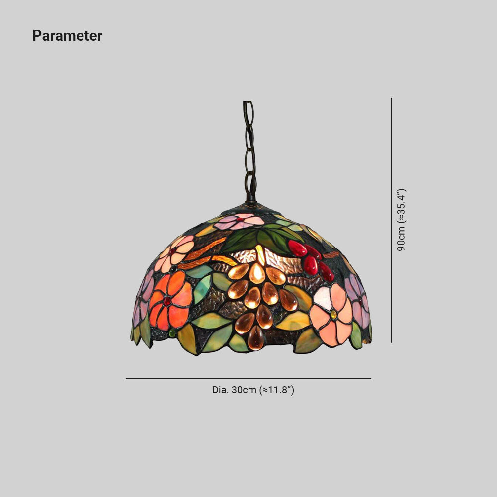 Tiffany Retro LED Lampade a sospensione Colorato Fiore Vetro Soggiorno