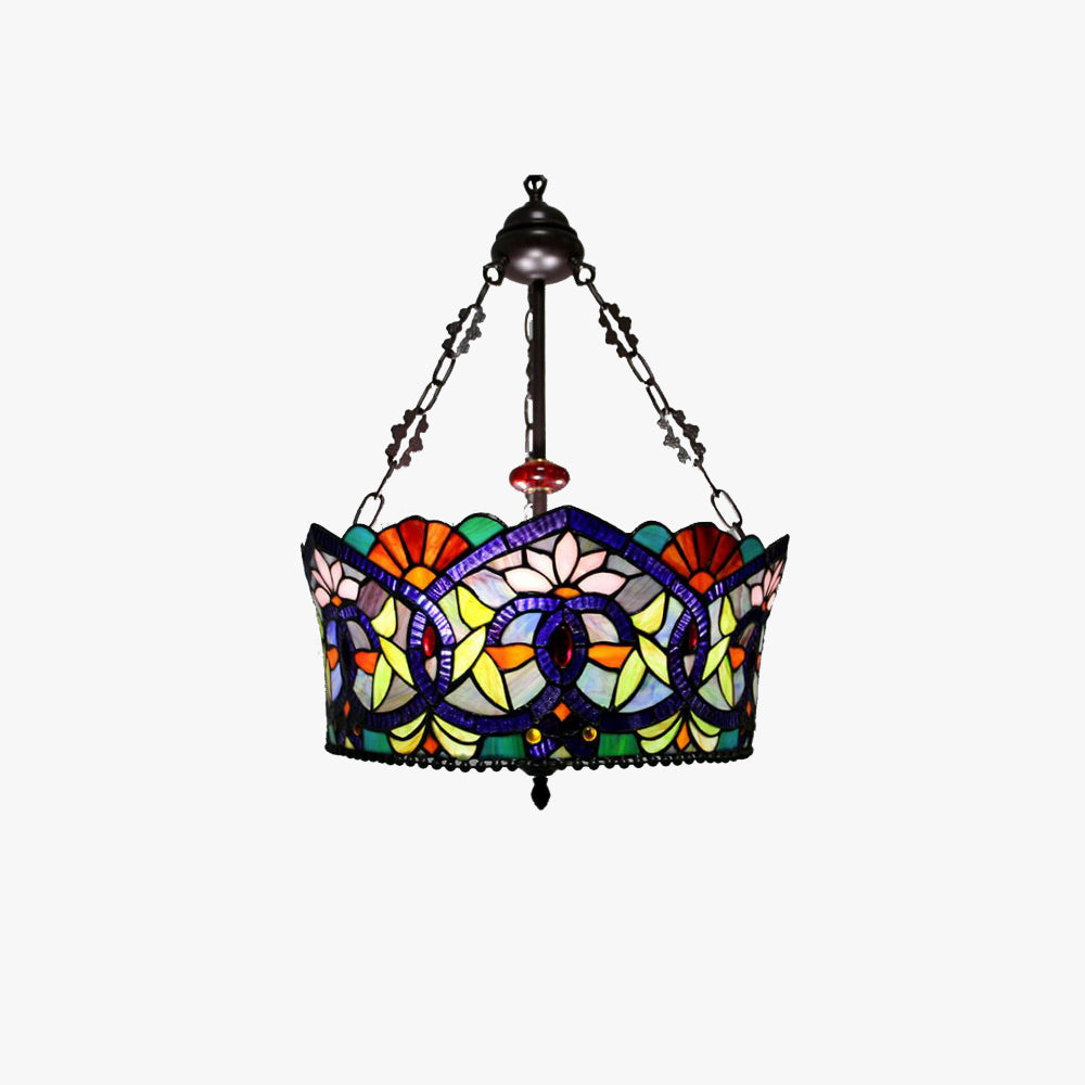 Tiffany Vintage Metallo Vetro Lampada a Sospensione Verde Viola Soggiorno Camera da letto