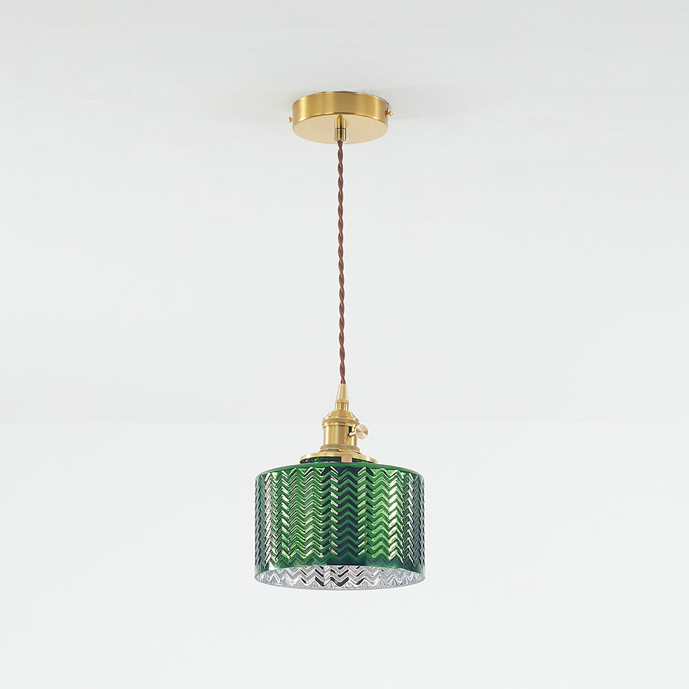 Valentina Retro Rotondo Metallo Vetro Lampada a Sospensione Verde