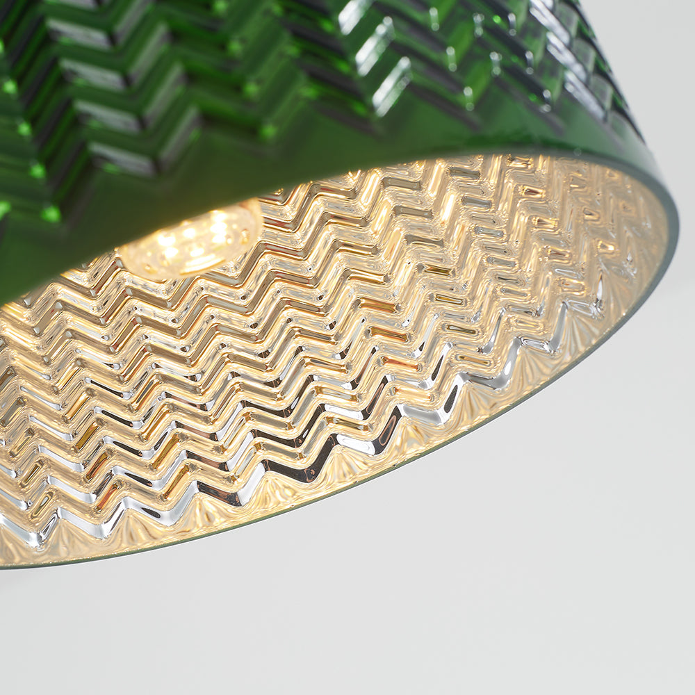 Valentina Retro Rotondo Metallo Vetro Lampada a Sospensione Verde