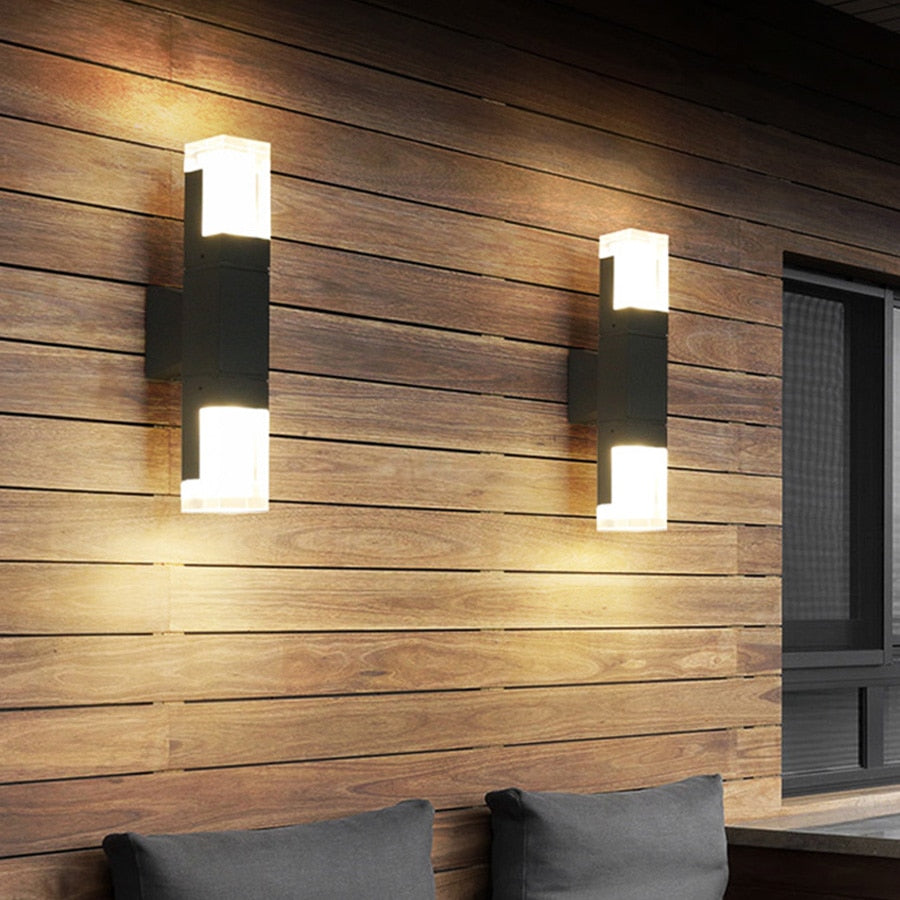 Ray Moderno LED Applique da Esterni Metallo Nero Rettangolare Impermeabile