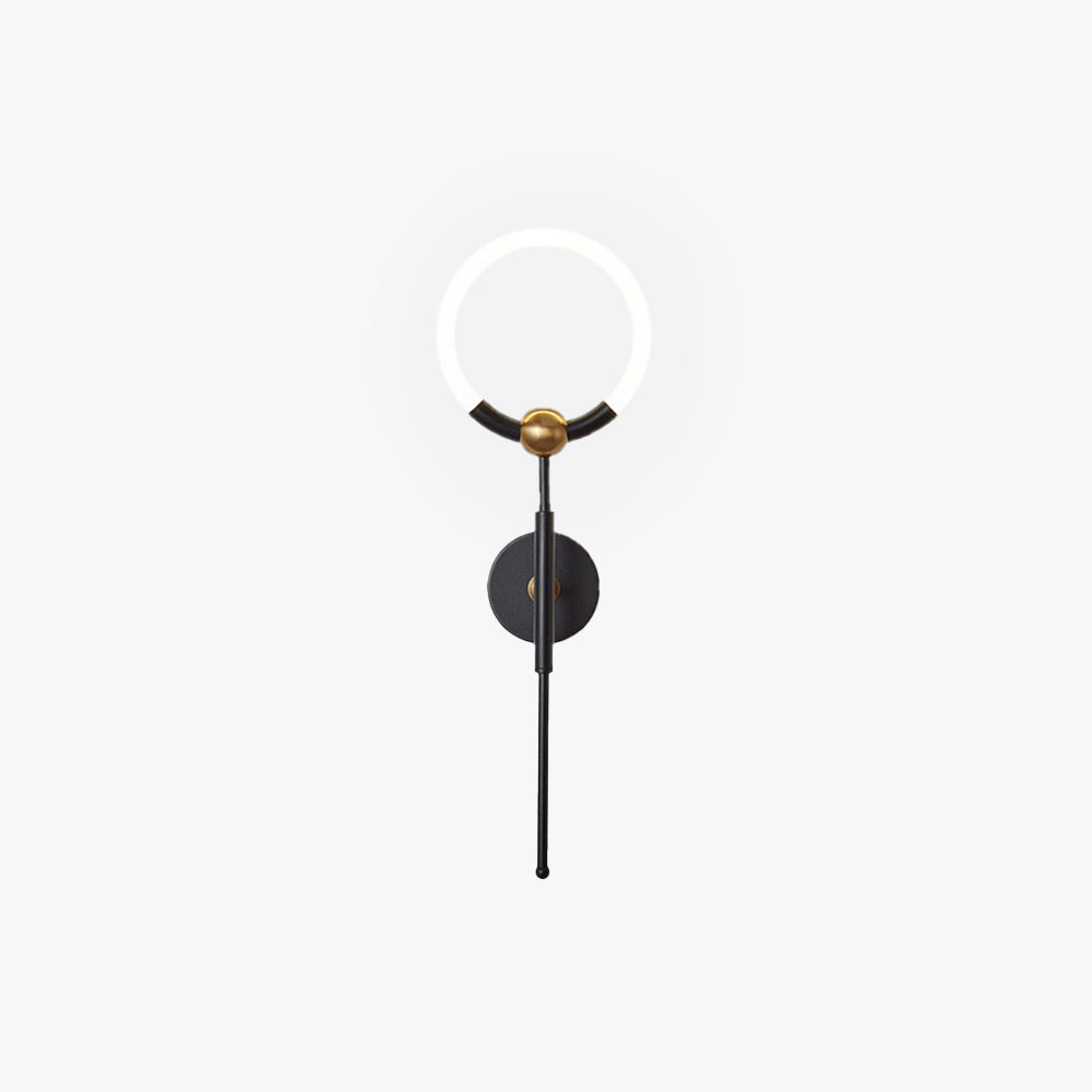 Arisha Moderno LED Anello Applique Specchio Metallo Acrilico Nero/Oro Soggiorno/Camera da Letto