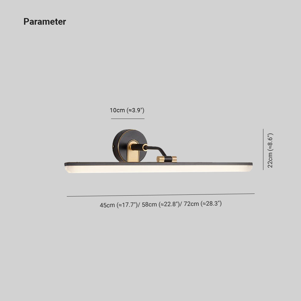 Applique Moderno Minimalismo Lungo LED Applique Metallo Oro Specchio Bagno