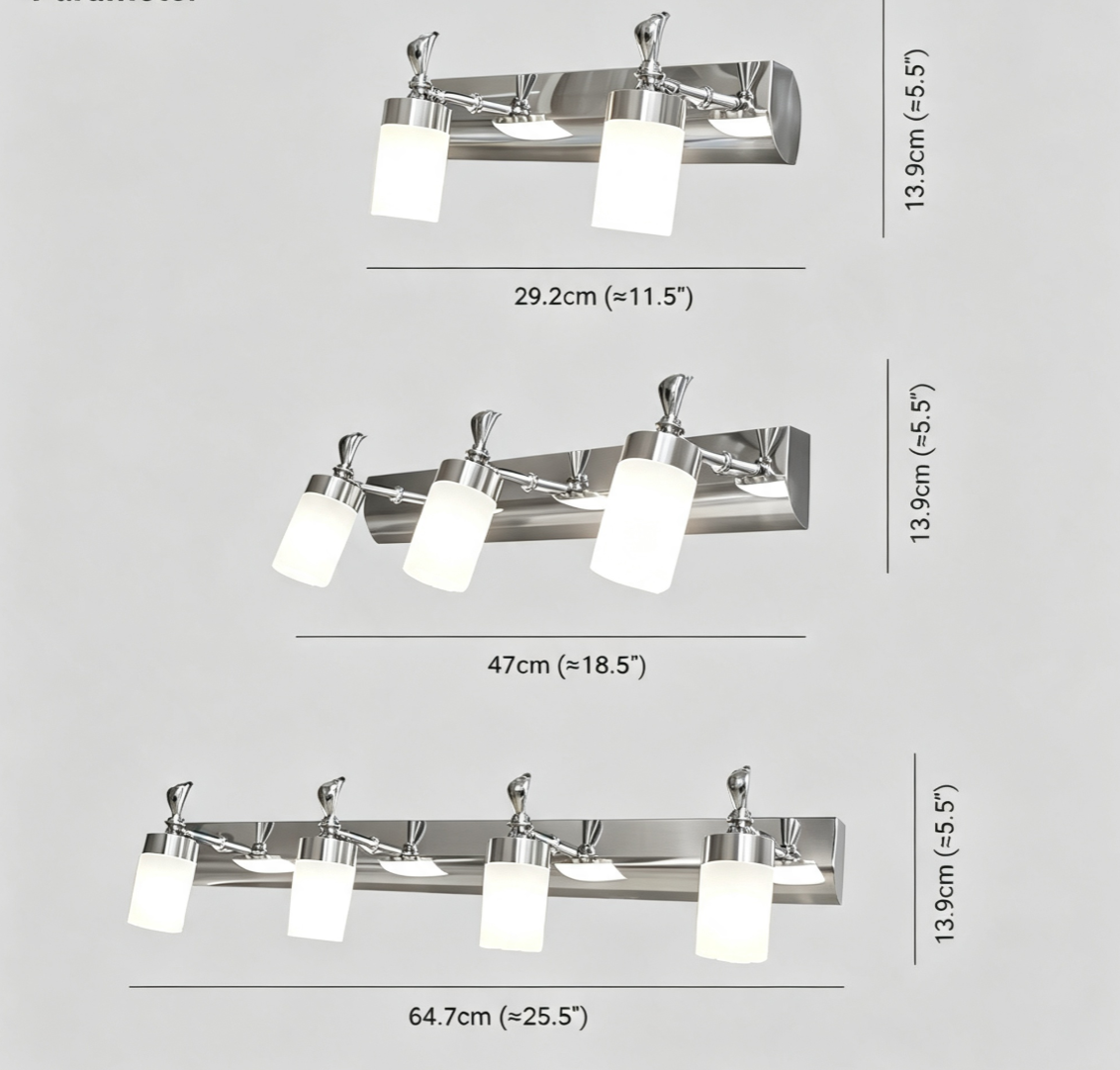 Arisha Moderno Classico LED Applique Metallo Acrilico Argento Specchio Bagno/Camera da Letto