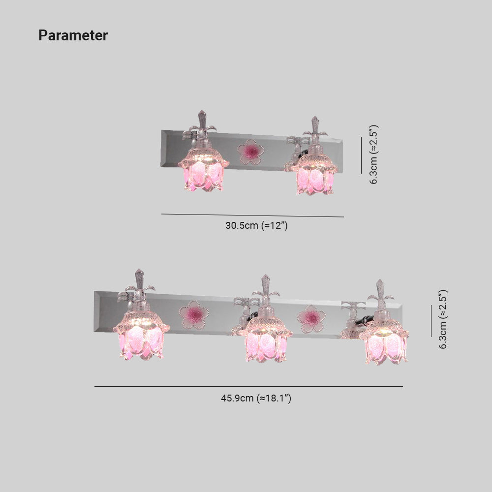 Arisha Design LED Applique Specchio Bellissimo Fiore Vanità Rosa Metallo/Vetro Bagno