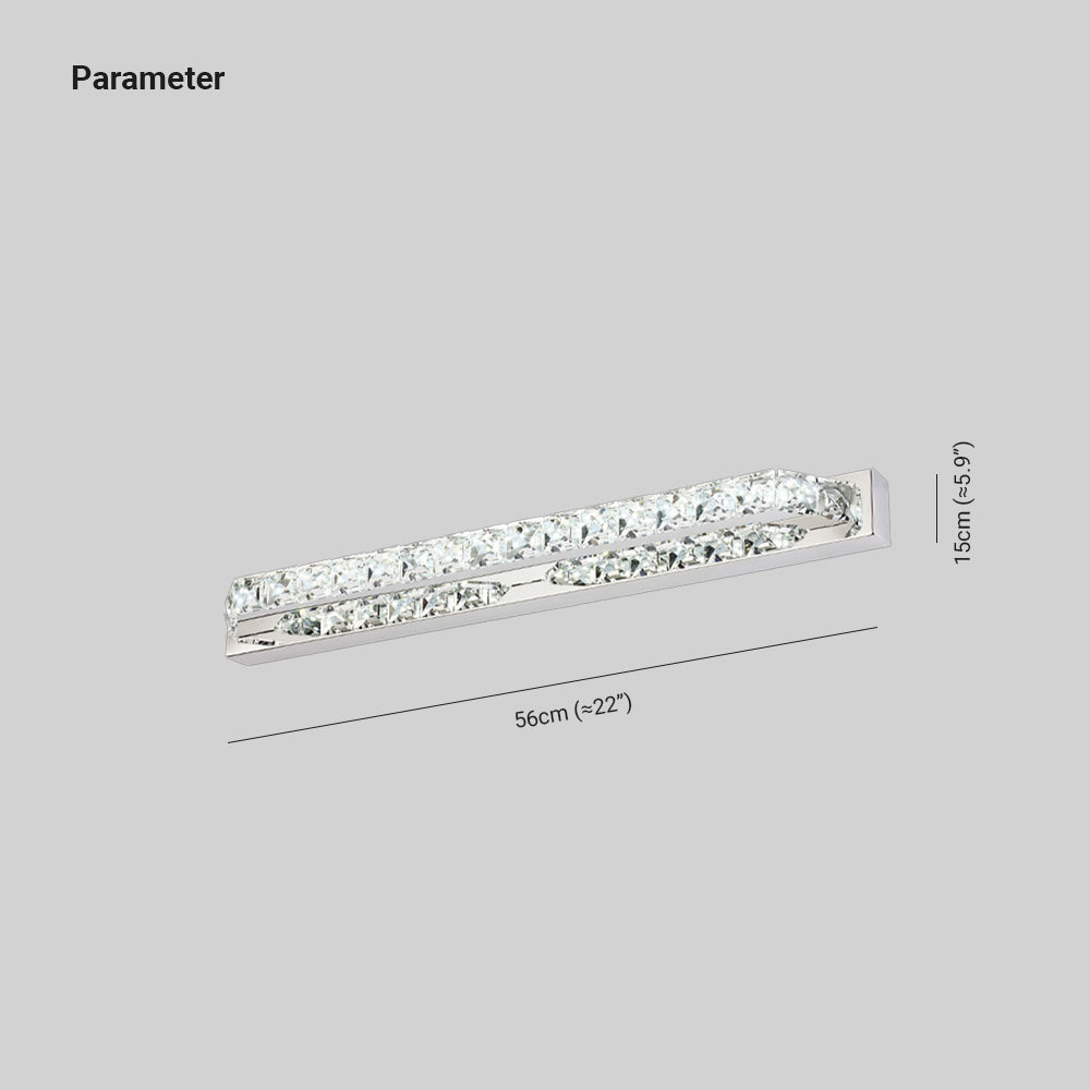 Kristy Moderni Design Rettangolare Impermeabile LED Applique Cristallo Metallo Specchio Bagno