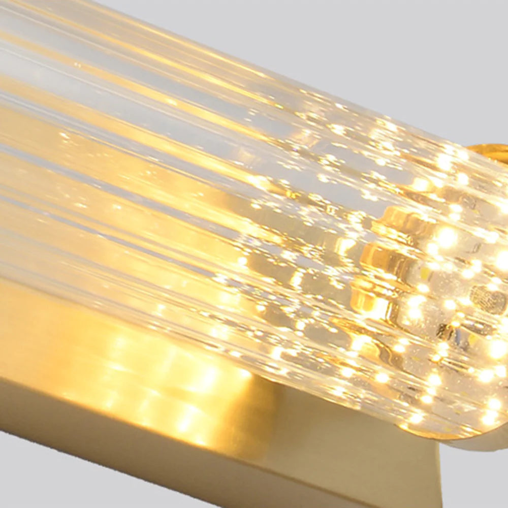 Kristy Moderni LED Applique Cilindro Metallo Cristallo Oro Trasparente Impermeabile Bagno