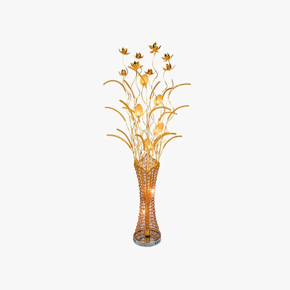 Arisha Design LED Lampade da Terra Arte Deco Vaso Fiore Oro Lusso Metallo Soggiorno/Camera da Letto