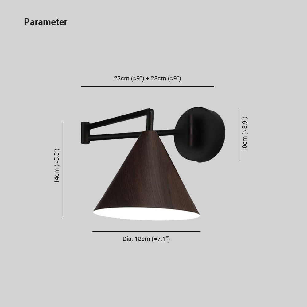Muto Moderne Cone Applique Regolabile Metallo/Legno Soggiorno/Camera da Letto