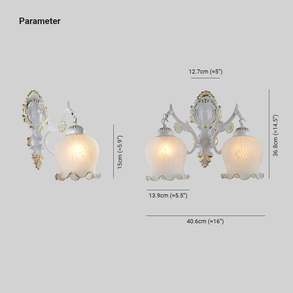 Arisha Bellissimo Design LED Applique Metallo Bianco Specchio Fiore Bagno/Soggiorno/Camera da Letto